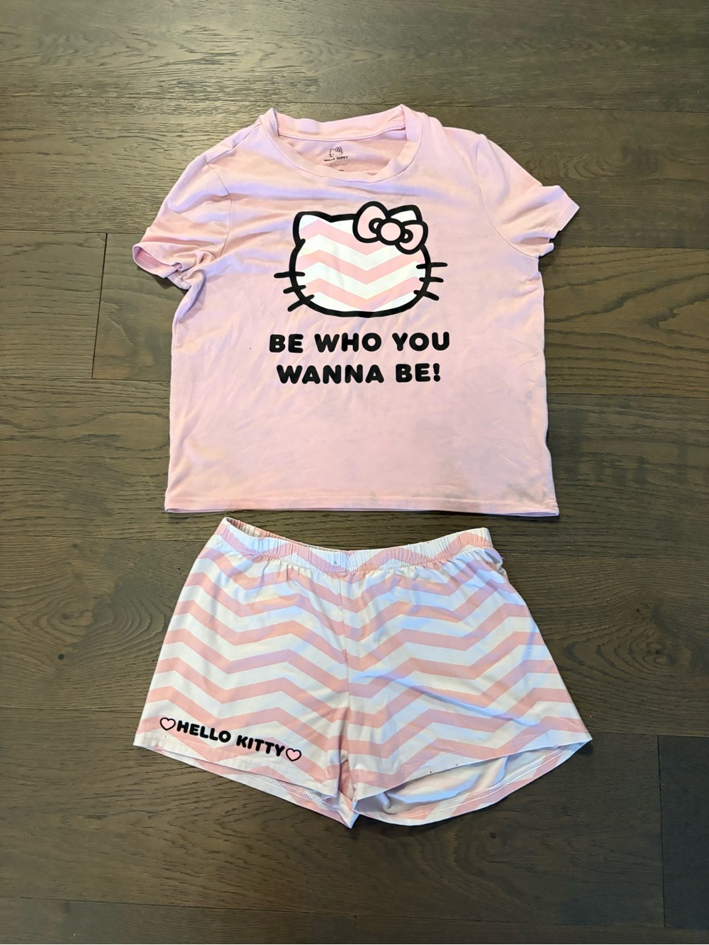 Hello kitty girls youth pink summer pj set sz 14